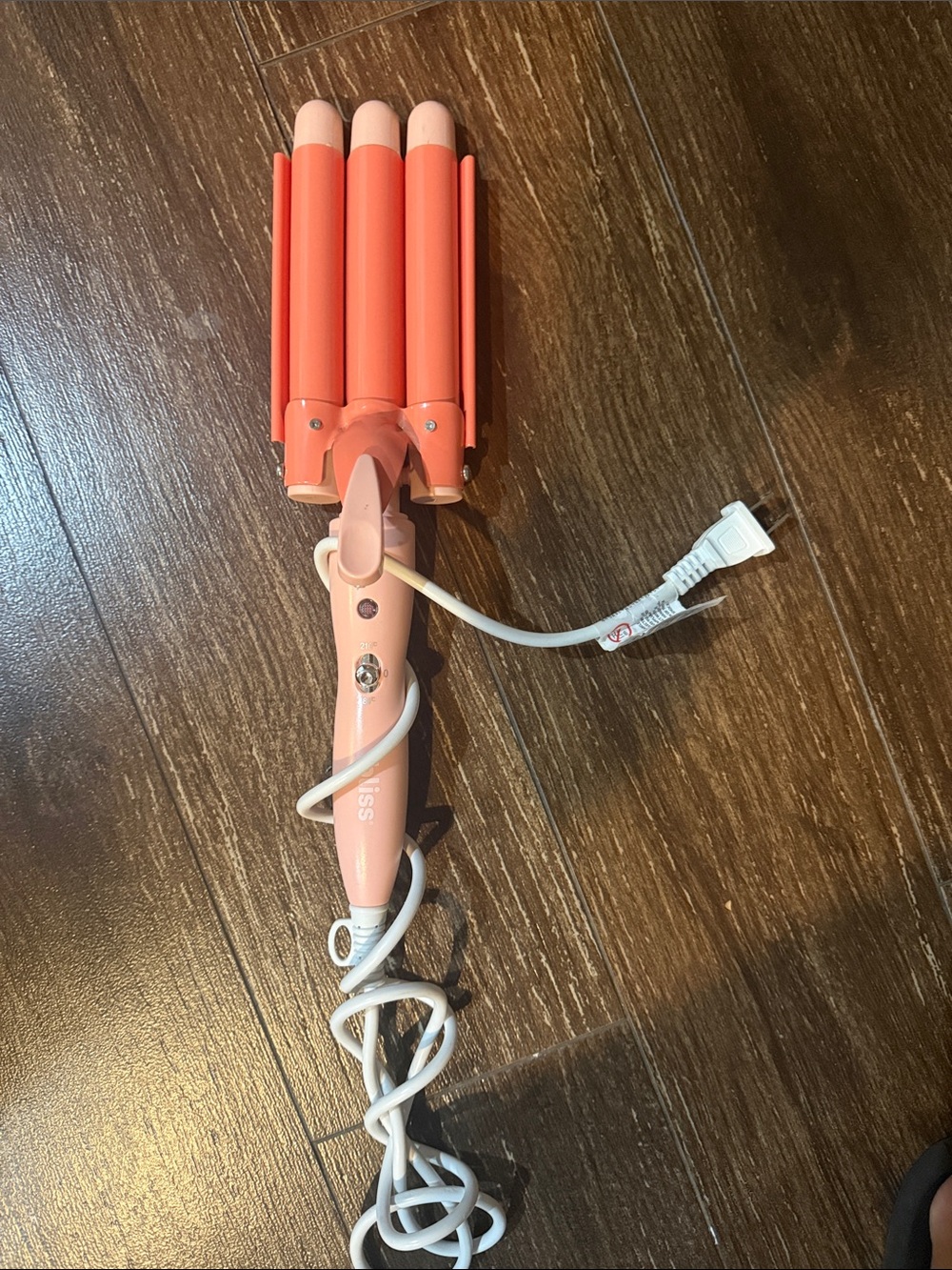 Bliss Triple Barrel Waver in Coral and Blush Pink